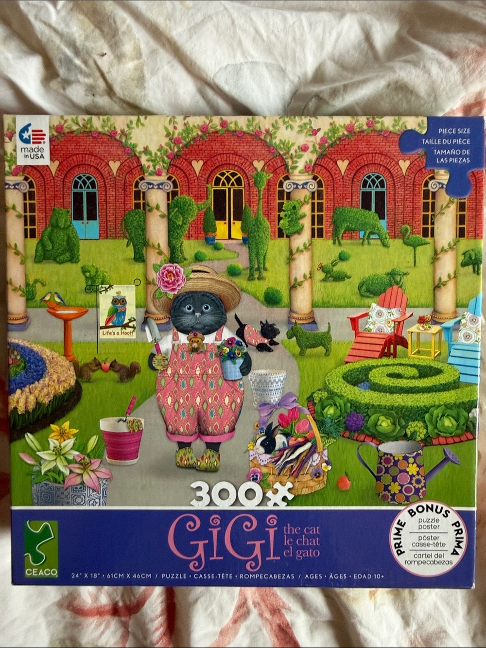 Ceaco Gigi the Cat 300-Piece Puzzle - Colorful Garden